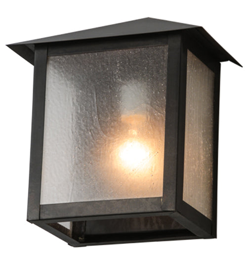 Meyda Lighting Seneca 11" Craftsman Brown Prime Wall Sconce With Frosted Seeded Shade Glass