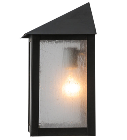 Meyda Lighting Seneca 11" Craftsman Brown Prime Wall Sconce With Frosted Seeded Shade Glass