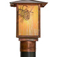 Meyda Lighting Seneca 11" Vintage Copper Winter Pine Outdoor Post Mount Light With Beige Iridescent Art Shade Glass