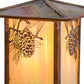 Meyda Lighting Seneca 11" Vintage Copper Winter Pine Outdoor Post Mount Light With Beige Iridescent Art Shade Glass