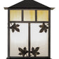 Meyda Lighting Seneca 12" 2-Light Craftsman Brown Maple Leaf Wall Sconce With White & Beige Iridescent Shade Glass