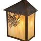 Meyda Lighting Seneca 12" 2-Light Vintage Copper Winter Pine Wall Sconce With Beige Irisdescent Shade Glass