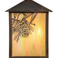 Meyda Lighting Seneca 12" 2-Light Vintage Copper Winter Pine Wall Sconce With Beige Irisdescent Shade Glass
