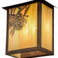 Meyda Lighting Seneca 12" 2-Light Vintage Copper Winter Pine Wall Sconce With Beige Irisdescent Shade Glass