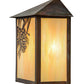 Meyda Lighting Seneca 12" 2-Light Vintage Copper Winter Pine Wall Sconce With Beige Irisdescent Shade Glass