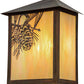 Meyda Lighting Seneca 12" 2-Light Vintage Copper Winter Pine Wall Sconce With Beige Irisdescent Shade Glass