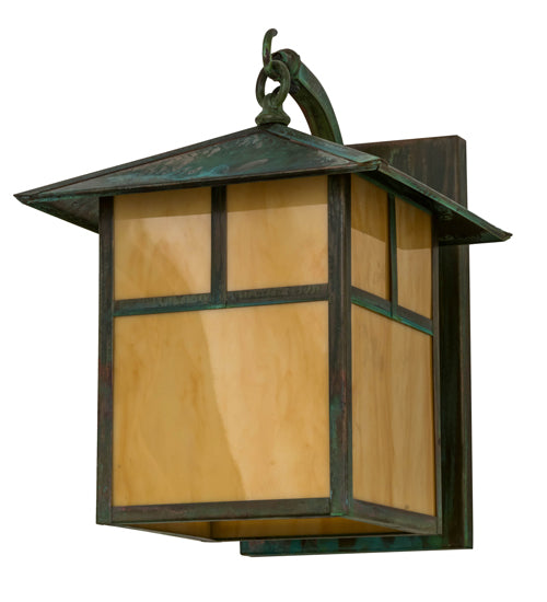 Meyda Lighting Seneca 12" Copper Verdigris Wall Sconce With Amber Tawnyrock Idalight Shade Glass