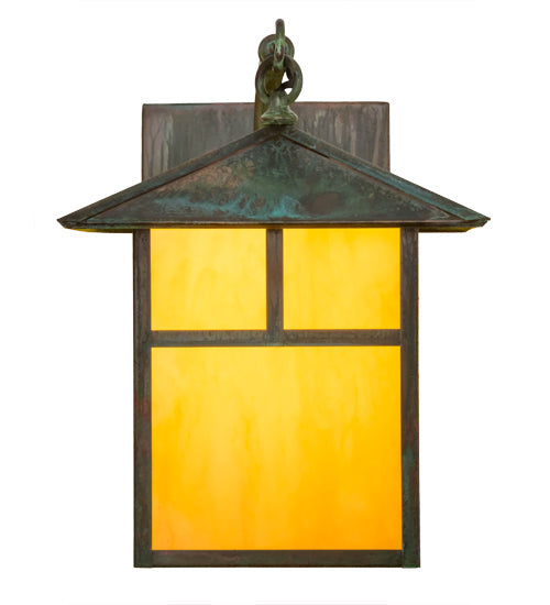 Meyda Lighting Seneca 12" Copper Verdigris Wall Sconce With Amber Tawnyrock Idalight Shade Glass