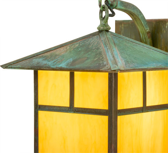 Meyda Lighting Seneca 12" Copper Verdigris Wall Sconce With Amber Tawnyrock Idalight Shade Glass