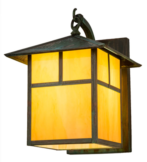 Meyda Lighting Seneca 12" Copper Verdigris Wall Sconce With Amber Tawnyrock Idalight Shade Glass