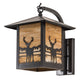 Meyda Lighting Seneca 12" Craftsman Brown Deer Creek Center Hanging Wall Sconce With Beige Art Shade Glass