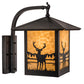 Meyda Lighting Seneca 12" Craftsman Brown Deer Creek Center Hanging Wall Sconce With Beige Art Shade Glass