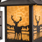 Meyda Lighting Seneca 12" Craftsman Brown Deer Creek Center Hanging Wall Sconce With Beige Art Shade Glass