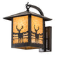 Meyda Lighting Seneca 12" Craftsman Brown Deer Creek Center Hanging Wall Sconce With Beige Art Shade Glass