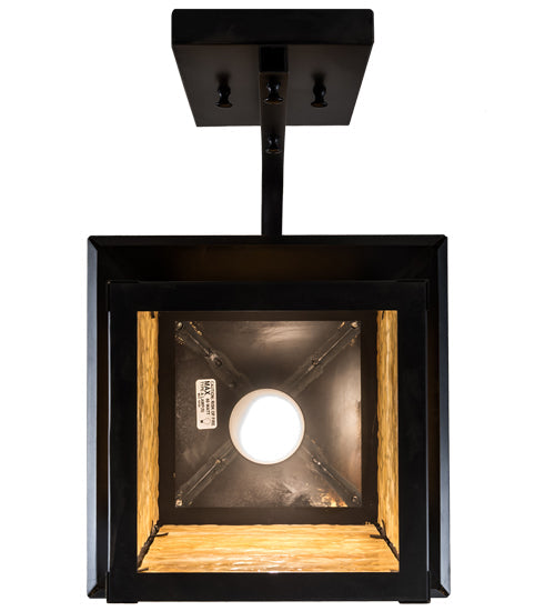 Meyda Lighting Seneca 12" Craftsman Brown Deer Creek Left Hanging Wall Sconce With Beige Art Shade Glass