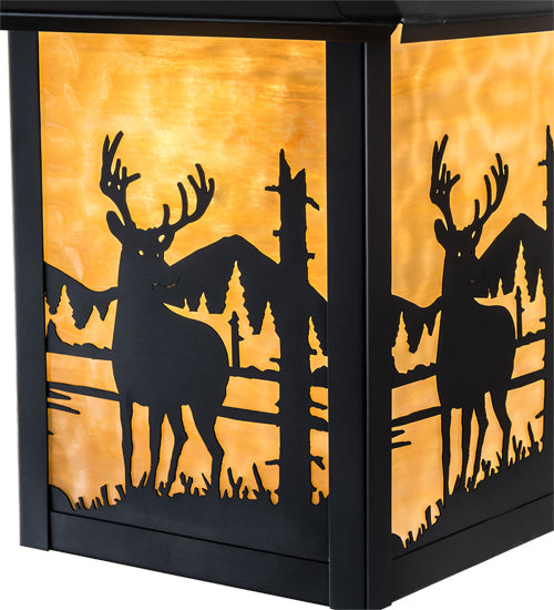 Meyda Lighting Seneca 12" Craftsman Brown Deer Creek Right Hanging Wall Sconce With Beige Art Shade Glass