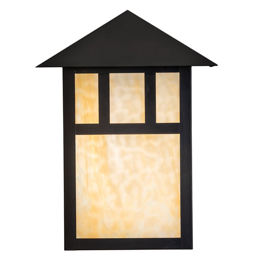 Meyda Lighting Seneca 12" Craftsman Brown Double Bar Mission Wall Sconce With Beige Shade Glass