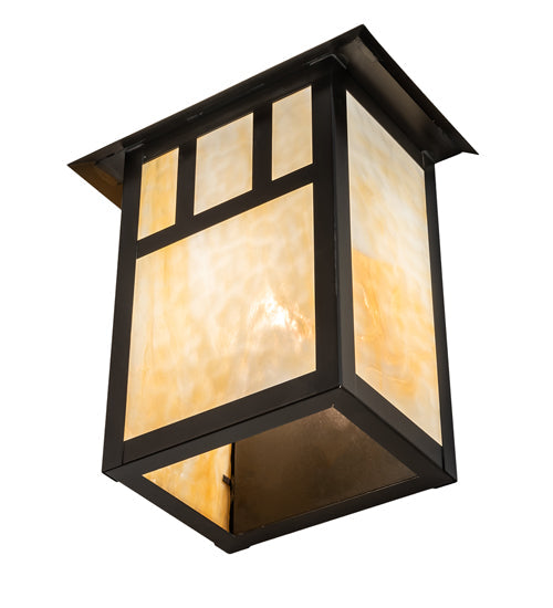 Meyda Lighting Seneca 12" Craftsman Brown Double Bar Mission Wall Sconce With Beige Shade Glass