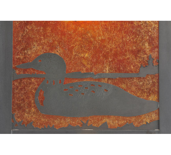 Meyda Lighting Seneca 12" Craftsman Brown Loon Wall Sconce With Amber Mica Shade Glass