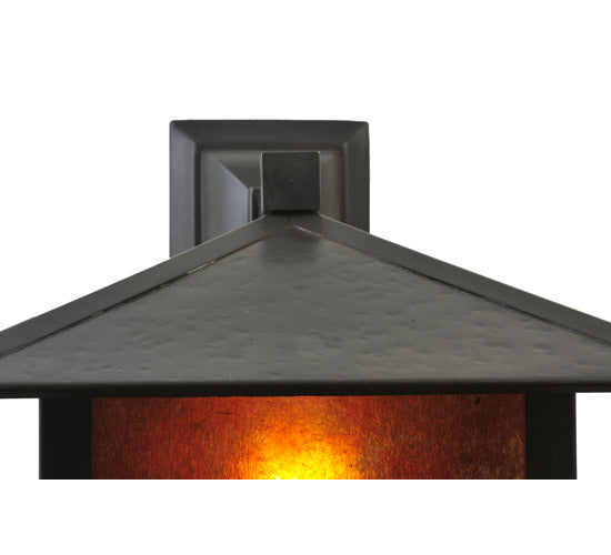 Meyda Lighting Seneca 12" Craftsman Brown Loon Wall Sconce With Amber Mica Shade Glass