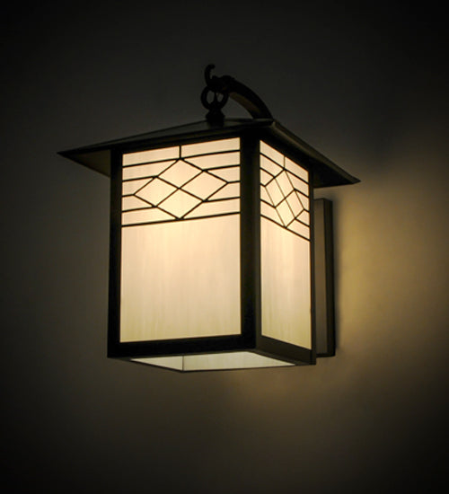 Meyda Lighting Seneca 12" Craftsman Brown Ponte Wall Sconce With White Art Shade Glass