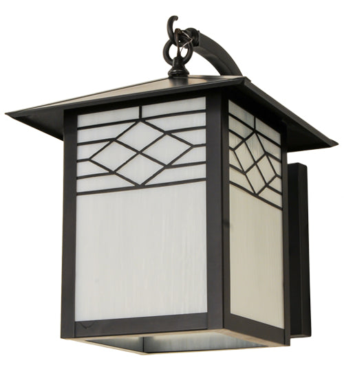 Meyda Lighting Seneca 12" Craftsman Brown Ponte Wall Sconce With White Art Shade Glass