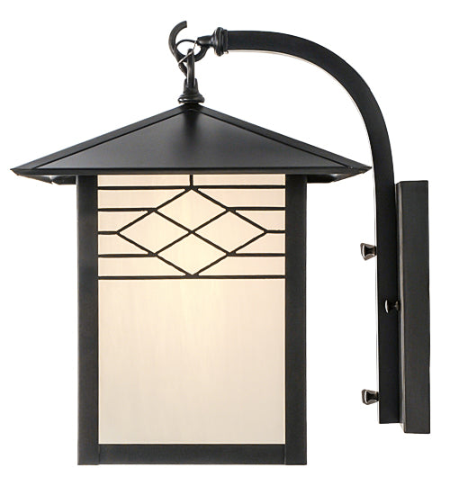 Meyda Lighting Seneca 12" Craftsman Brown Ponte Wall Sconce With White Art Shade Glass