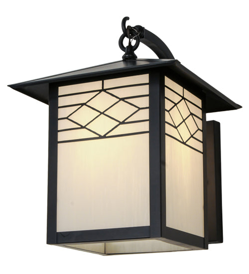 Meyda Lighting Seneca 12" Craftsman Brown Ponte Wall Sconce With White Art Shade Glass