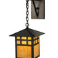 Meyda Lighting Seneca 12" Craftsman Brown Window Pane Hanging Wall Sconce With Ambra Siena Idalight Shade Glass