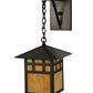 Meyda Lighting Seneca 12" Craftsman Brown Window Pane Hanging Wall Sconce With Ambra Siena Idalight Shade Glass