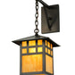 Meyda Lighting Seneca 12" Craftsman Brown Window Pane Hanging Wall Sconce With Ambra Siena Idalight Shade Glass