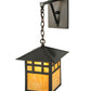 Meyda Lighting Seneca 12" Craftsman Brown Window Pane Hanging Wall Sconce With Ambra Siena Idalight Shade Glass