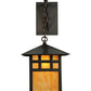 Meyda Lighting Seneca 12" Craftsman Brown Window Pane Hanging Wall Sconce With Ambra Siena Idalight Shade Glass