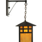 Meyda Lighting Seneca 12" Craftsman Brown Window Pane Hanging Wall Sconce With Ambra Siena Idalight Shade Glass