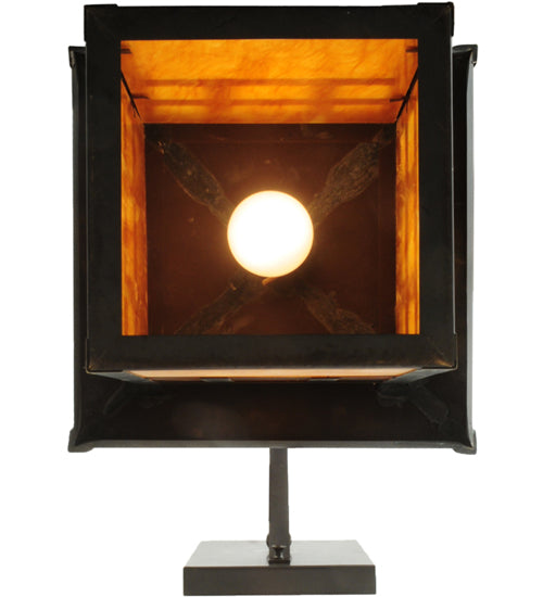Meyda Lighting Seneca 12" Craftsman Brown Window Pane Hanging Wall Sconce With Ambra Siena Idalight Shade Glass