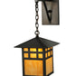 Meyda Lighting Seneca 12" Craftsman Brown Window Pane Hanging Wall Sconce With Ambra Siena Idalight Shade Glass