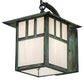 Meyda Lighting Seneca 12" Verdigris Double Bar Mission Curved Arm Wall Sconce With White Shade Glass