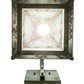 Meyda Lighting Seneca 12" Verdigris Double Bar Mission Curved Arm Wall Sconce With White Shade Glass