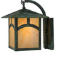 Meyda Lighting Seneca 12" Verdigris Hill Top Wall Sconce With Beige Iridescent Art Shade Glass