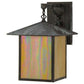 Meyda Lighting Seneca 12" Verdigris Straight Arm Wall Sconce With Beige Iridescent Shade Glass
