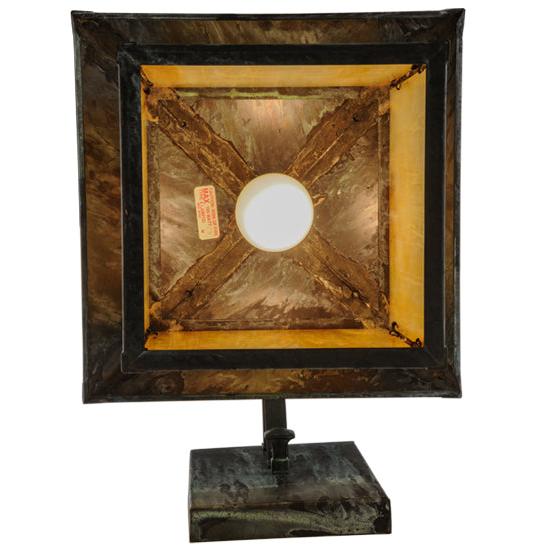 Meyda Lighting Seneca 12" Verdigris Straight Arm Wall Sconce With Beige Iridescent Shade Glass
