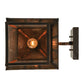 Meyda Lighting Seneca 12" Vintage Copper Double Bar Mission Curved Arm Hanging Wall Sconce With Clear Seeded Shade Glass