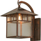 Meyda Lighting Seneca 12" Vintage Copper Double Bar Mission Curved Arm Hanging Wall Sconce With Clear Seeded Shade Glass