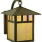 Meyda Lighting Seneca 12" Vintage Copper Double Bar Mission Curved Arm Wall Sconce With Beige Iridescent Shade Glass