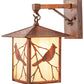 Meyda Lighting Seneca 12" Vintage Copper Song Bird Straight Arm Wall Sconce With Beige Iridsecent Shade Glass