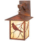 Meyda Lighting Seneca 12" Vintage Copper Song Bird Straight Arm Wall Sconce With Beige Iridsecent Shade Glass