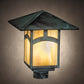 Meyda Lighting Seneca 12"Sq Verdigris Hill Top Outdoor Post Mount LightWith Beige Iridescent Shade Glass