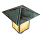Meyda Lighting Seneca 12"Sq Verdigris Hill Top Outdoor Post Mount LightWith Beige Iridescent Shade Glass