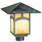 Meyda Lighting Seneca 12"Sq Verdigris Hill Top Outdoor Post Mount LightWith Beige Iridescent Shade Glass