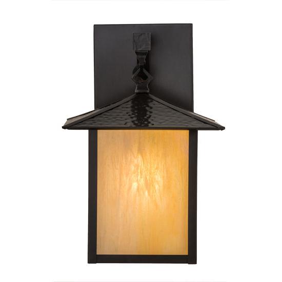 Meyda Lighting Seneca 13" Brown Hanging Wall Sconce With Beige Shade Glass